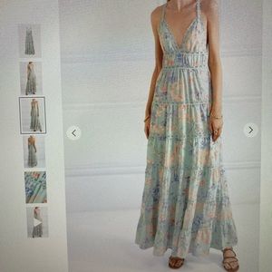 Alice + Olivia Light Blue floral-print maxi dress
